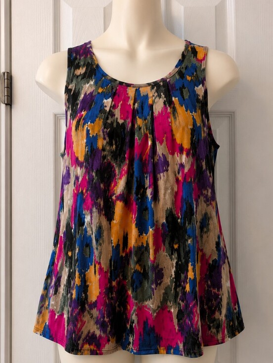 Kasper Tops - Kasper Abstract Print Sleeveless Blouse Top Multicolor Small